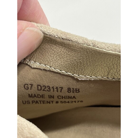 Cole Haan Tan Quilted Suede Gold Metallic Leather Accents Slip On Sneakers Shoes - Picture 12 of 15